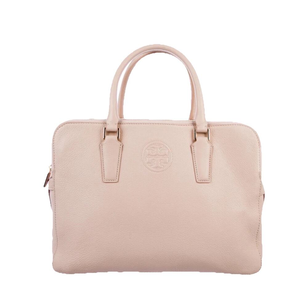 Tory Burch Marion Triple Zip Satchel Blush Pink Pebbled Leather Tote Handbag